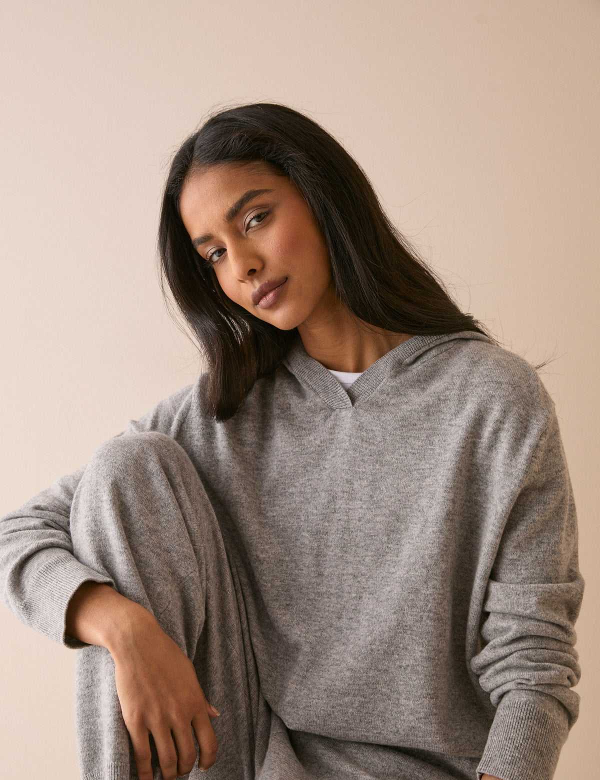 Grey Marl Knitted Hoodie