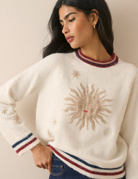 Cream Celestial Embroidered Knitted Jumper