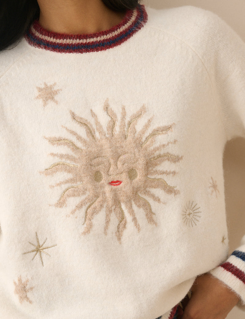 Cream Celestial Embroidered Knitted Jumper
