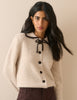 Cream Contrast Collar Cardigan