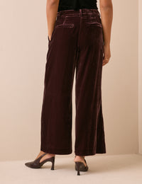 Brown Velvet Wide Leg Trouser