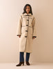 Cream Funnel Neck Longline Shearling Coat