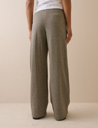 Grey Houndstooth Wide Leg Trouser