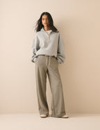 Grey Houndstooth Wide Leg Trouser