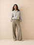 Grey Houndstooth Wide Leg Trouser