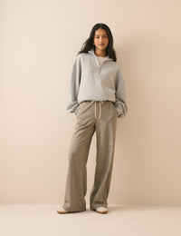 Grey Houndstooth Wide Leg Trouser