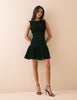 Green Drop Waist Velvet Rana Mini Dress