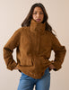 Tan Suede Funnel Neck Langham Jacket
