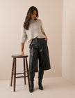 Black Leather High Waisted Cullottes