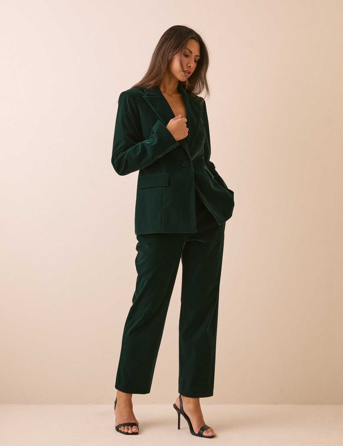 Green Velvet Cigarette Trousers