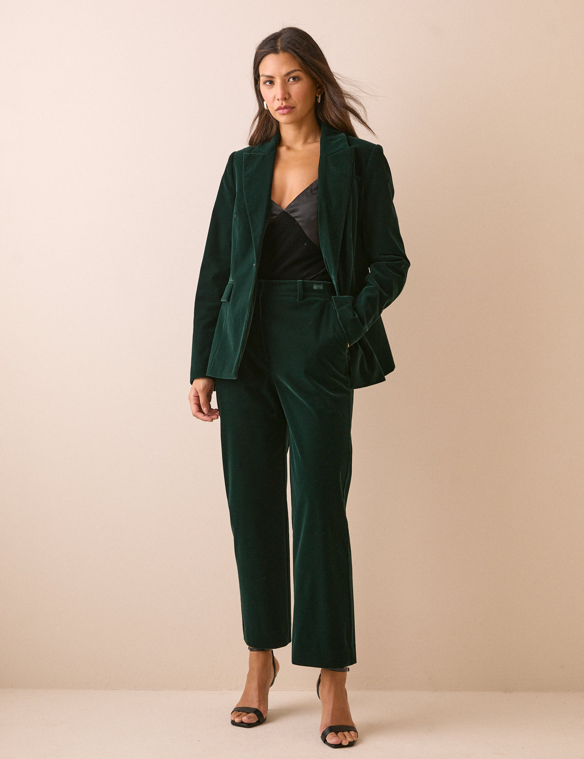 Green Velvet Cigarette Trousers