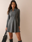 Grey Zip Neck Corey Mini Dress