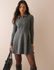 Grey Zip Neck Corey Mini Dress