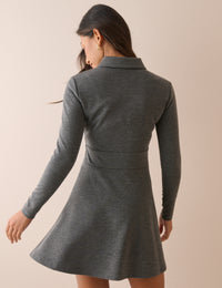 Grey Zip Neck Corey Mini Dress