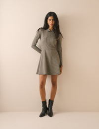 Grey Houndstooth Jersey Corey Mini Dress