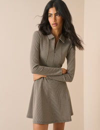 Grey Houndstooth Jersey Corey Mini Dress