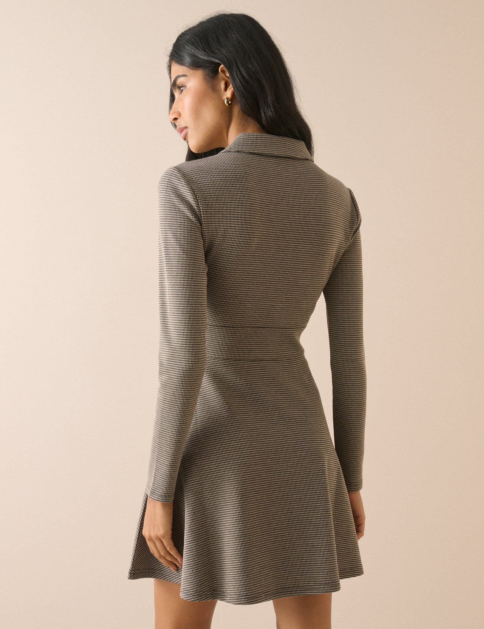 Grey Houndstooth Jersey Corey Mini Dress