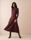 Burgundy Zip Neck Sutton Midi Dress