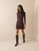 Brown High Neck Bailey Mini Dress