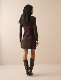 Brown High Neck Bailey Mini Dress