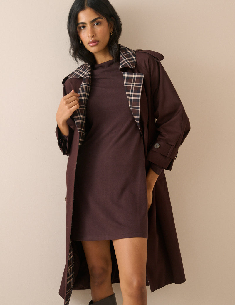 Brown High Neck Bailey Mini Dress