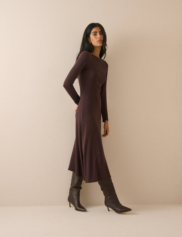 Brown Modal Bronte Midi Dress