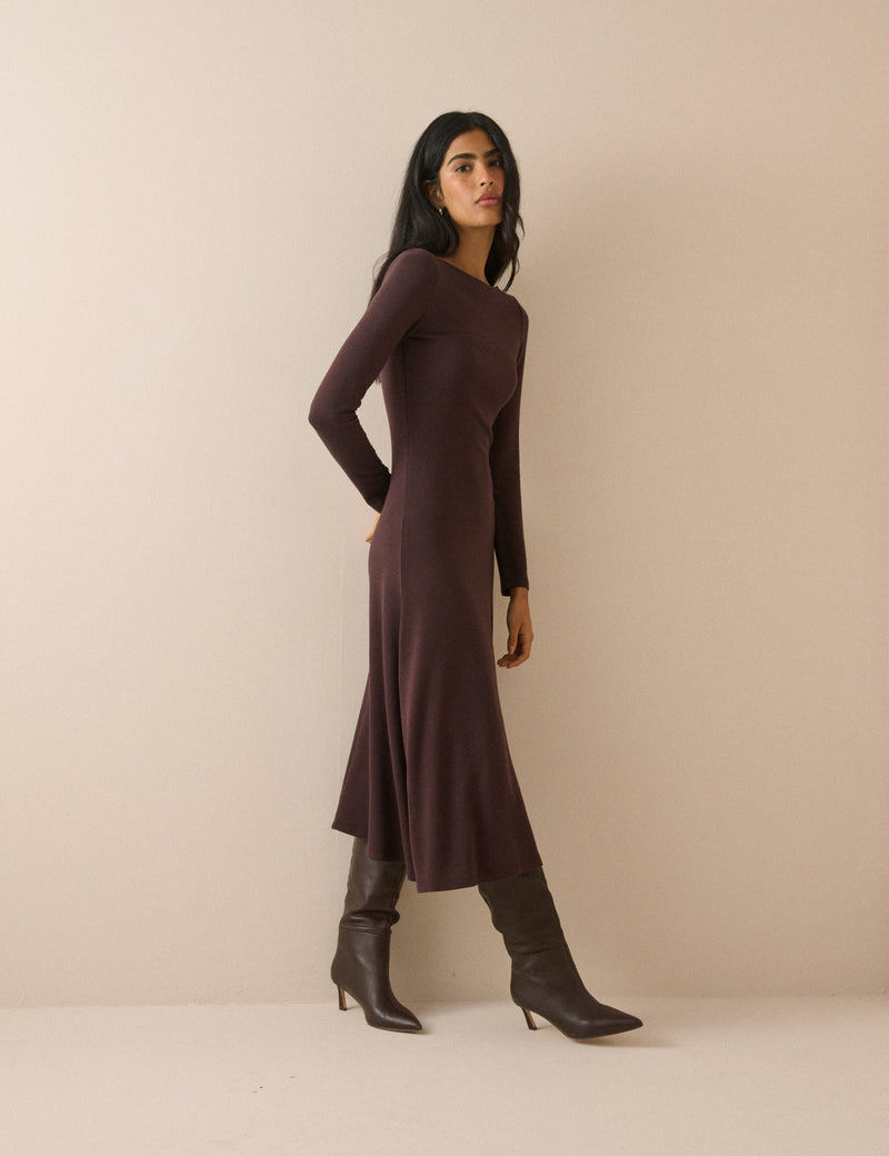 Brown Modal Bronte Midi Dress