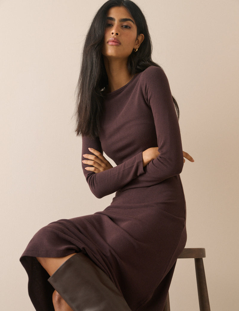 Brown Modal Bronte Midi Dress