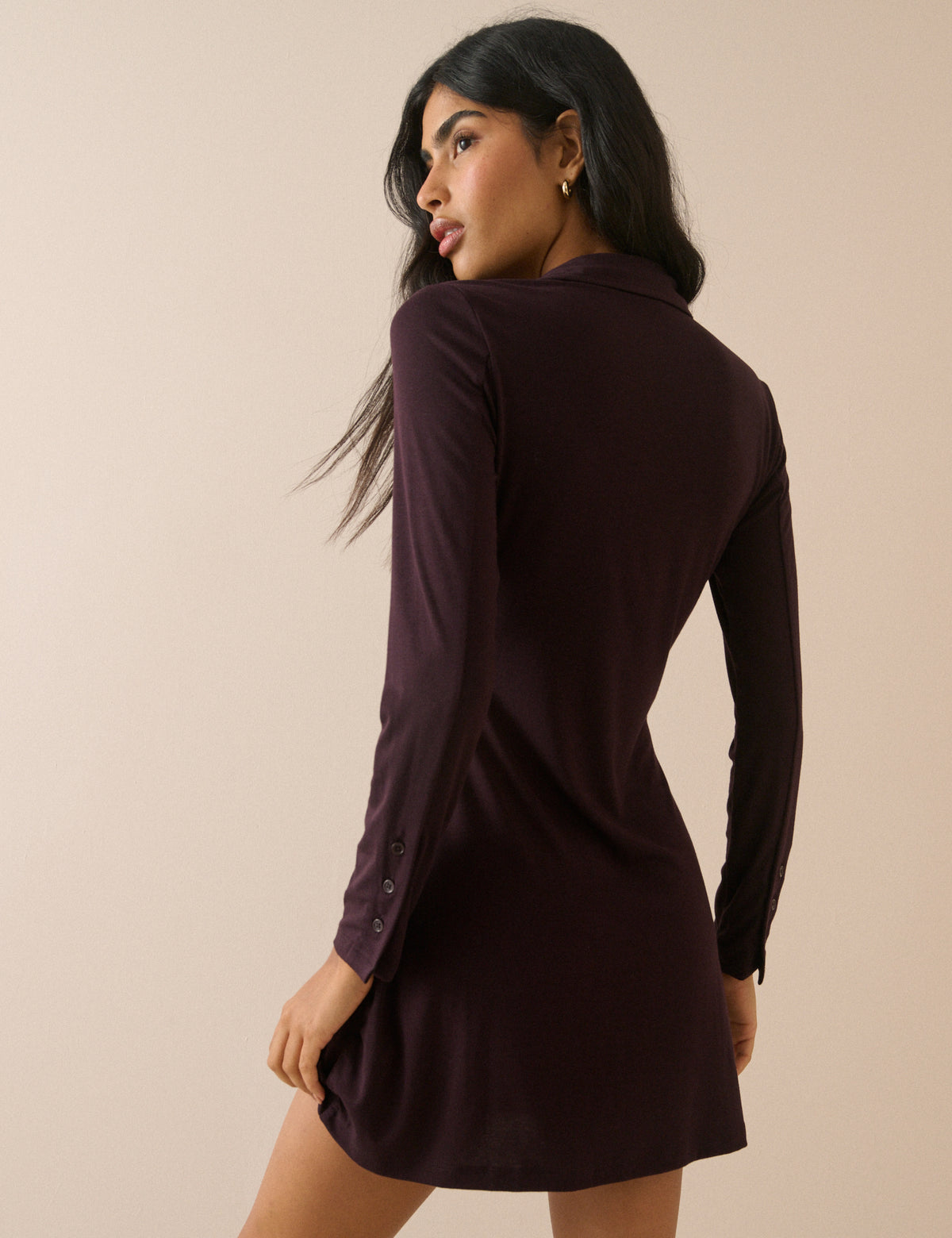 Plum Jersey Collared Annabel Mini Dress