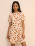 Cream and Orange Floral Gaia Mini Dress
