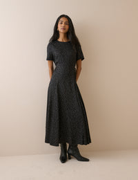 Black and White Polka Dot Gaia Midi Dress
