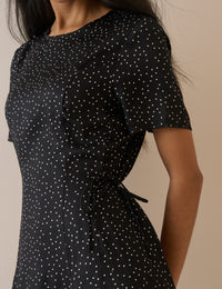 Black and White Polka Dot Gaia Midi Dress