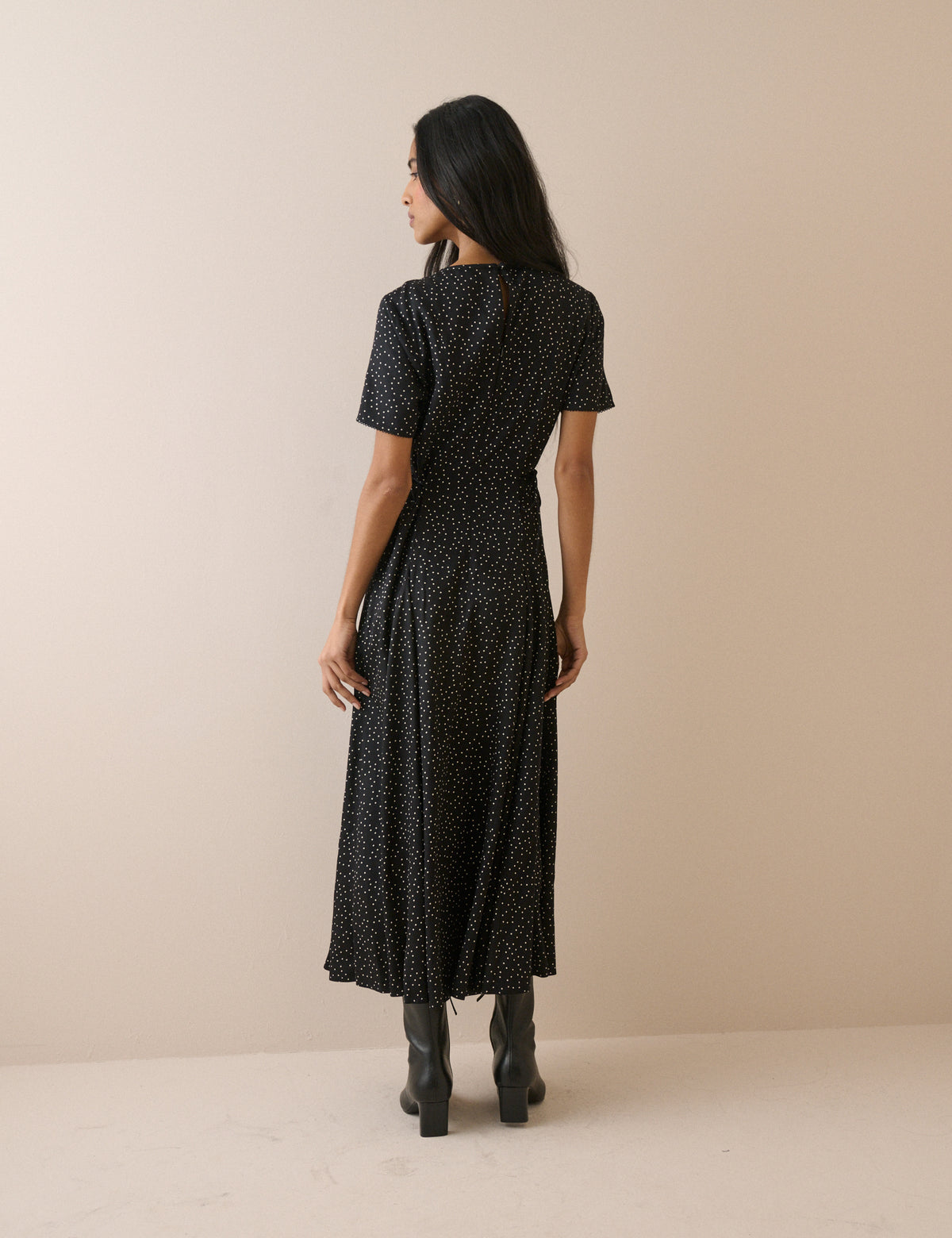 Black and White Polka Dot Gaia Midi Dress