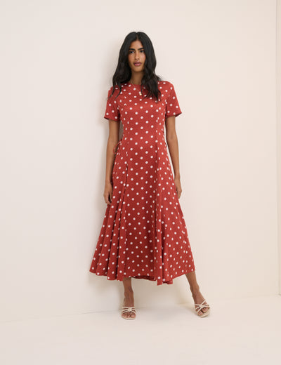 Red Polka Dot Gaia Midi Dress