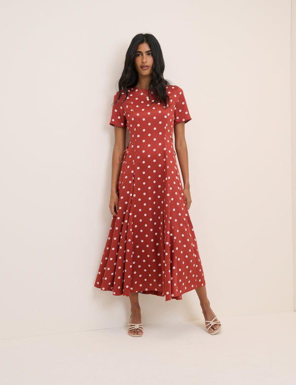 Red Polka Dot Gaia Midi Dress