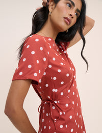 Red Polka Dot Gaia Midi Dress
