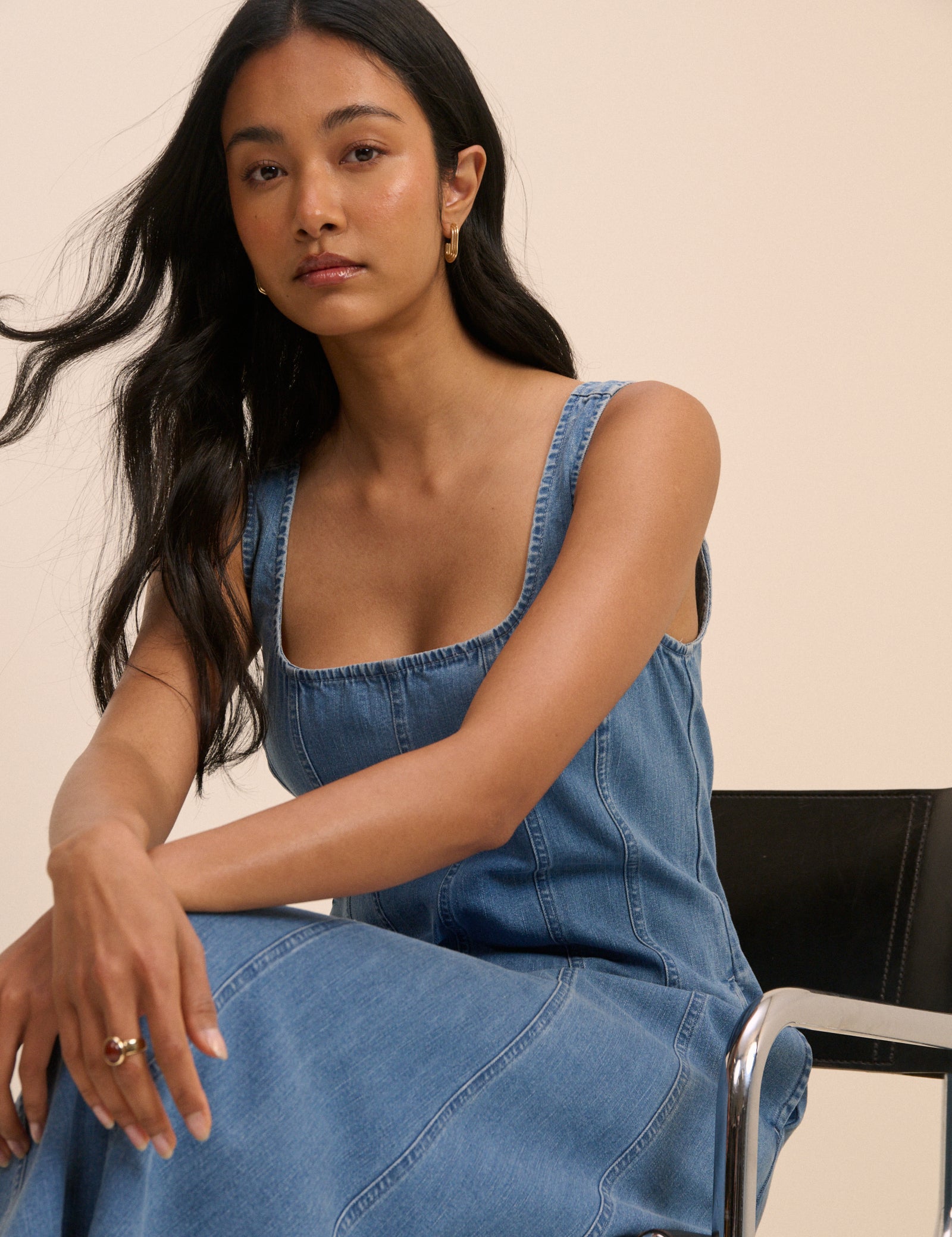 Mid Wash Denim Rowe Midi Dress