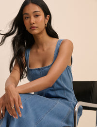 Mid Wash Denim Rowe Midi Dress