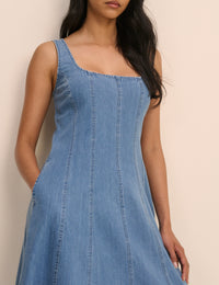 Mid Wash Denim Rowe Midi Dress