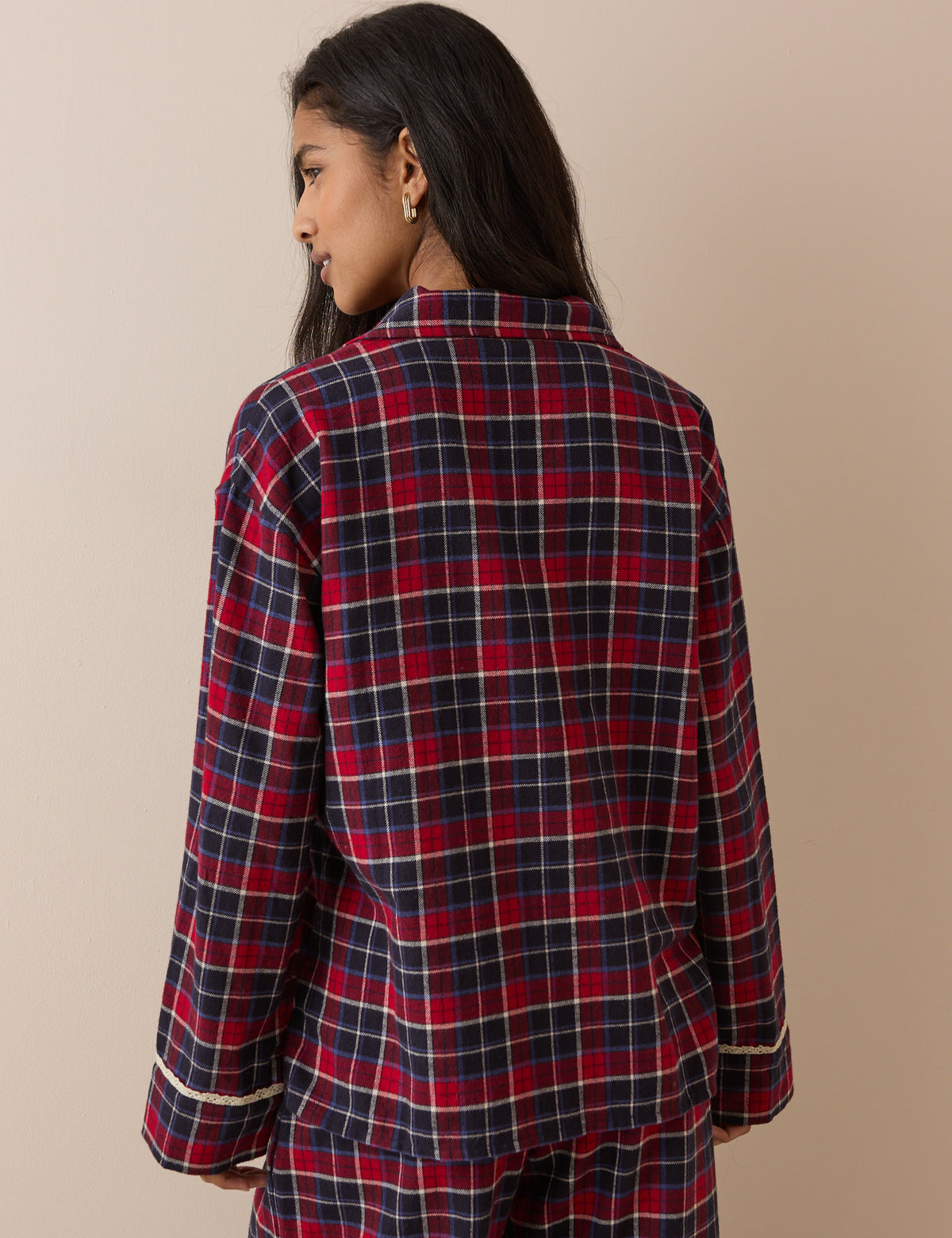 Navy Tartan Brushed Pyjama Shirt