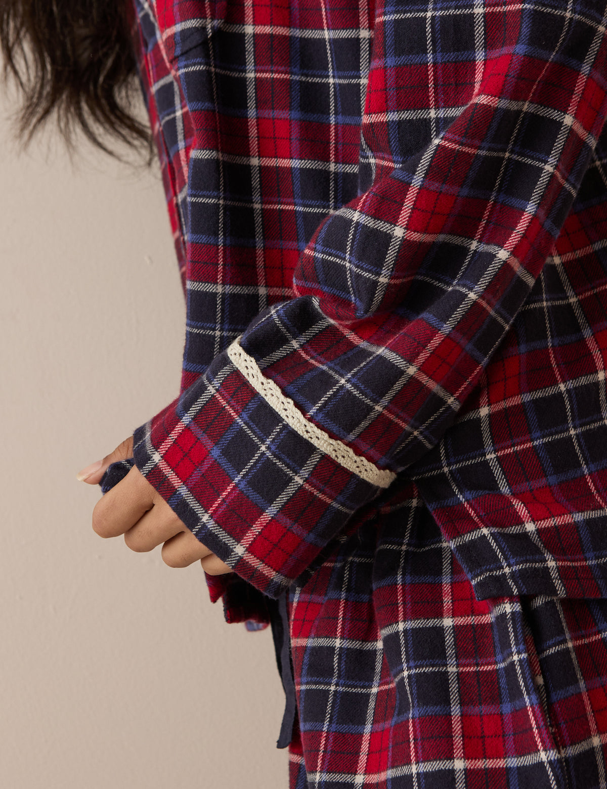 Navy Tartan Brushed Pyjama Shirt
