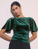 Emerald Green Ruched Velvet Top