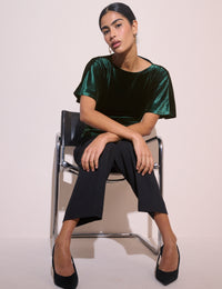 Emerald Green Ruched Velvet Top