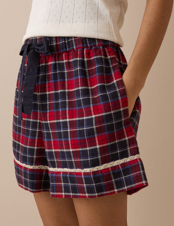 Red Tartan Brushed Pyjama Shorts