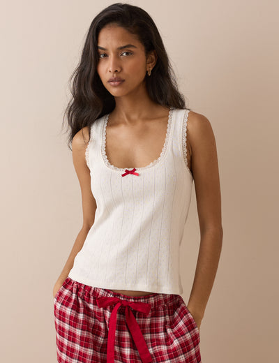 White Pointelle Jersey Vest