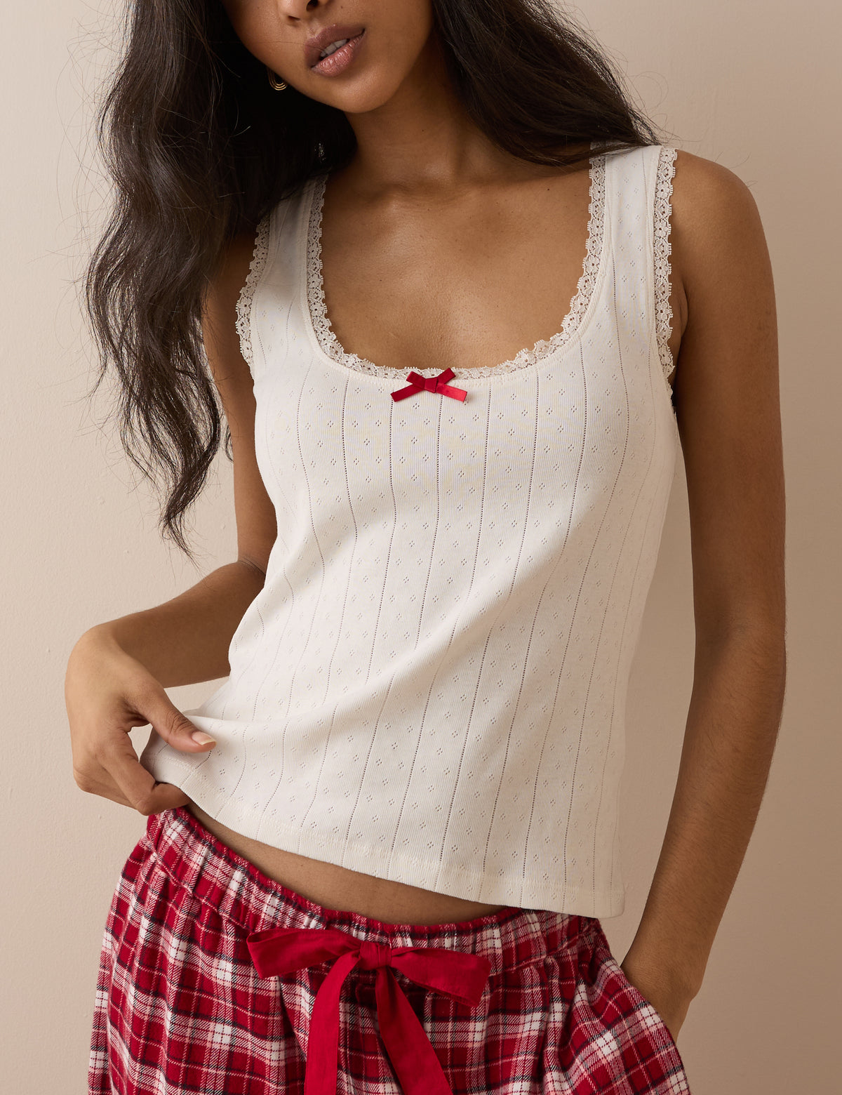 White Pointelle Jersey Vest