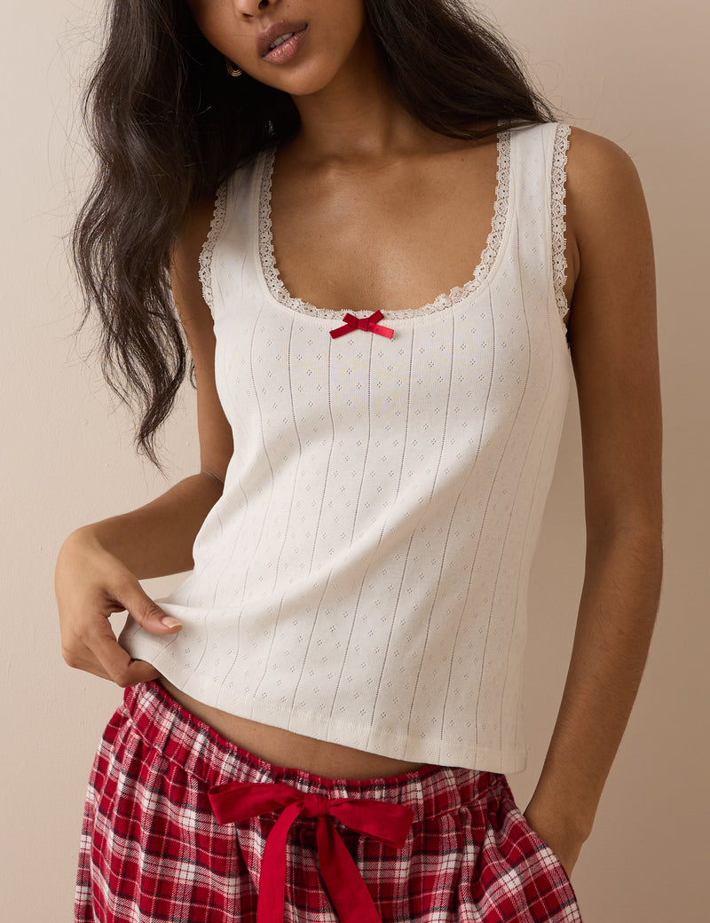 White Pointelle Jersey Vest