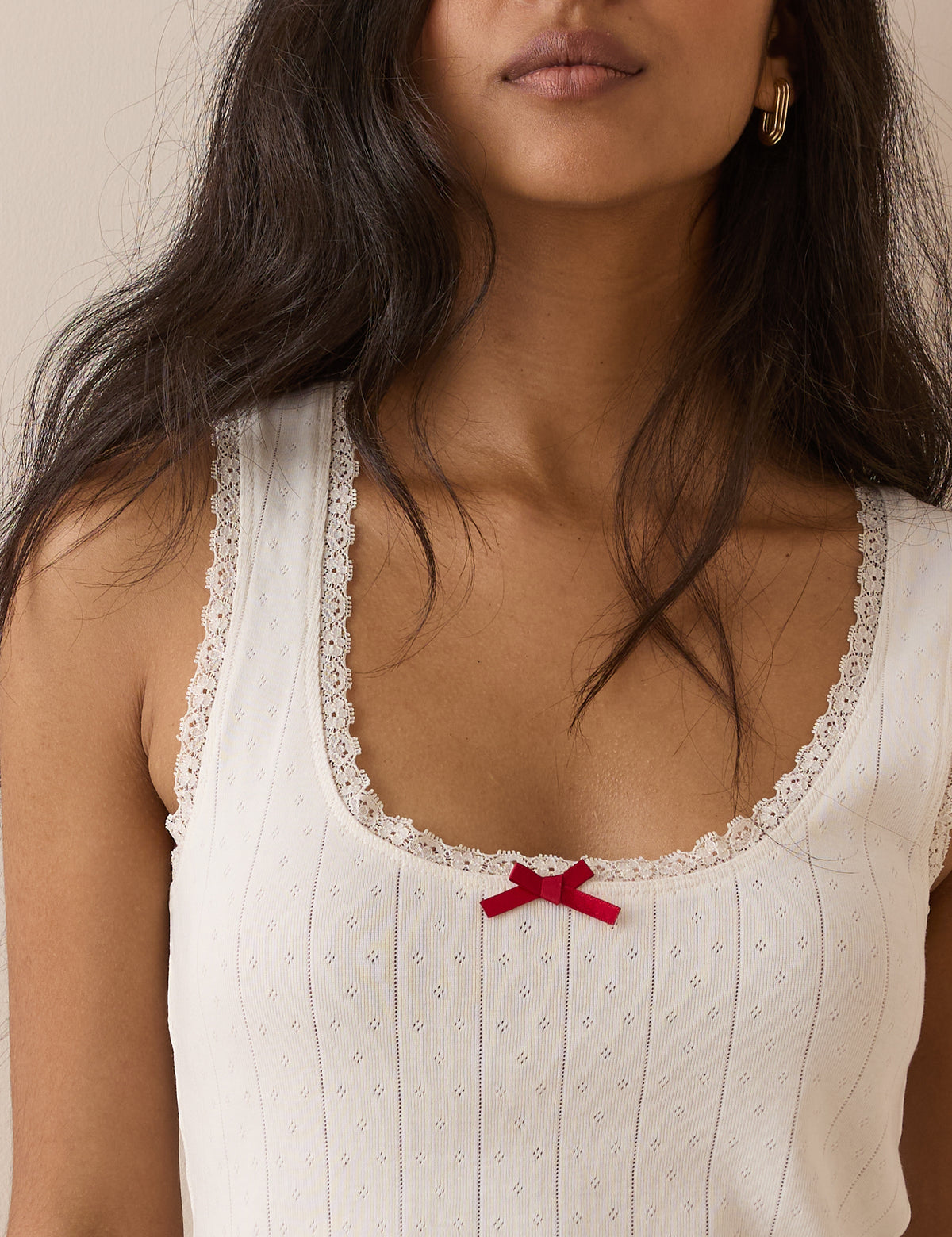 White Pointelle Jersey Vest