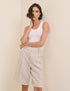 Cream Bermuda Linen-Blend Tailored Shorts