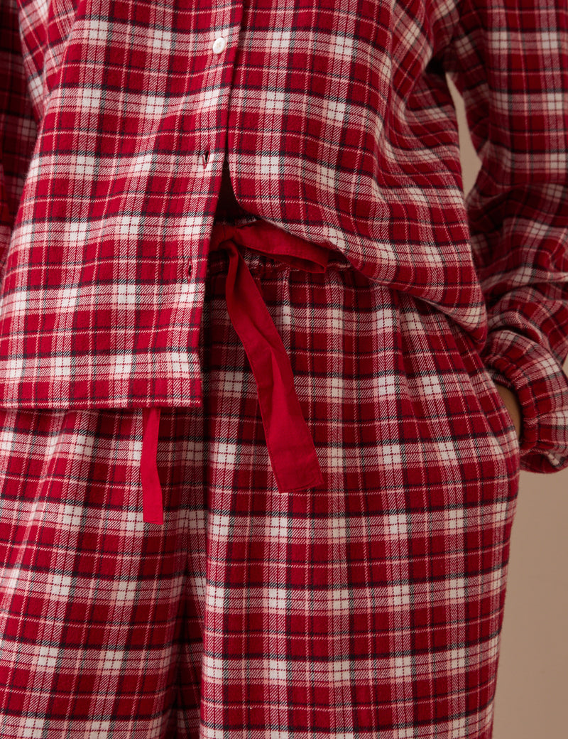 Red Check Broderie Hem Pyjama Bottoms